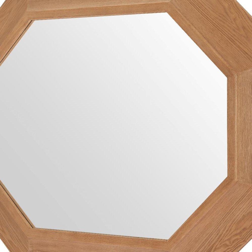53" Natural Solid Wood Octagon Framed Accent Mirror HomeRoots