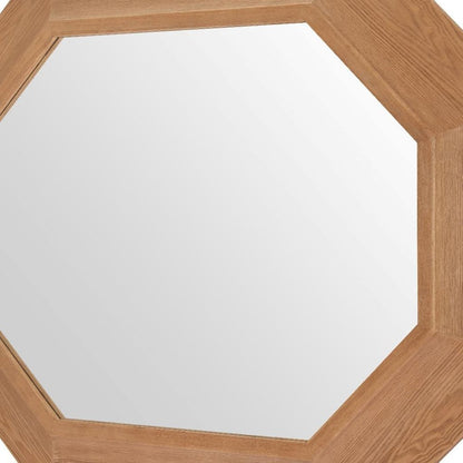 53" Natural Solid Wood Octagon Framed Accent Mirror HomeRoots