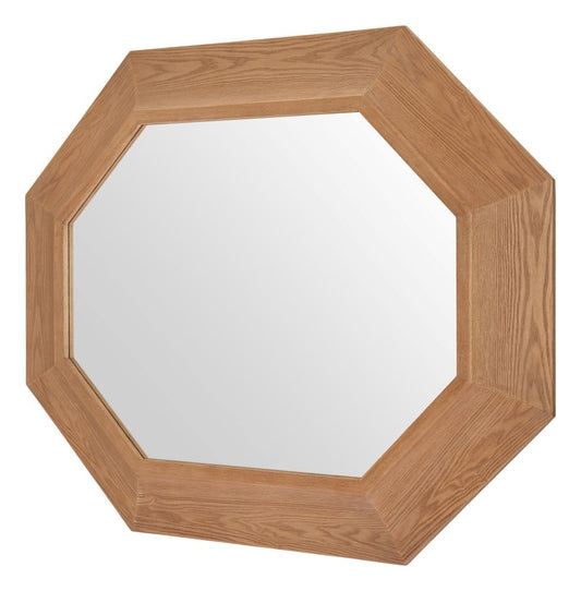 53" Natural Solid Wood Octagon Framed Accent Mirror