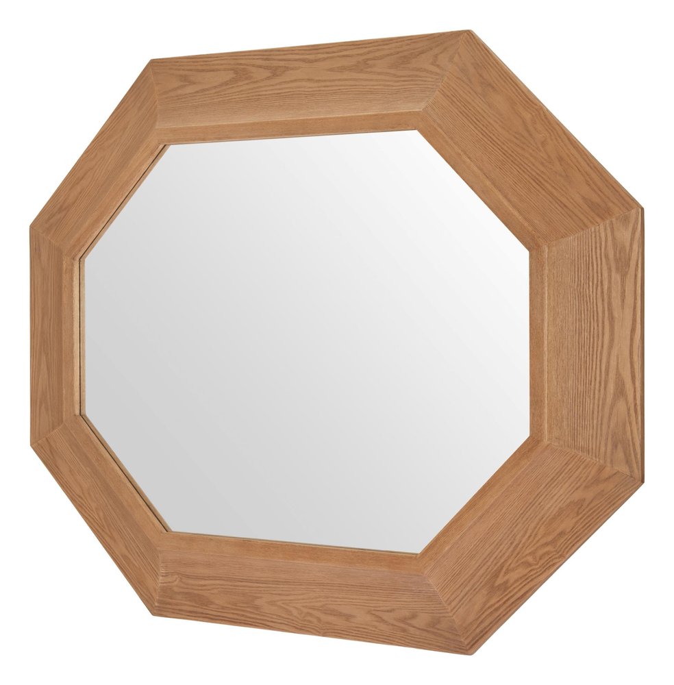 53" Natural Solid Wood Octagon Framed Accent Mirror — view 1