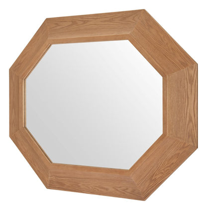 53" Natural Solid Wood Octagon Framed Accent Mirror