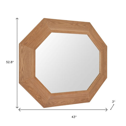 53" Natural Solid Wood Octagon Framed Accent Mirror HomeRoots