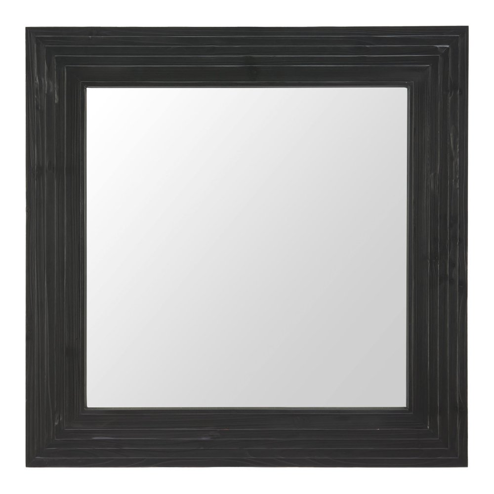 34" X 34" Black Solid Wood Square Framed Accent Mirror HomeRoots
