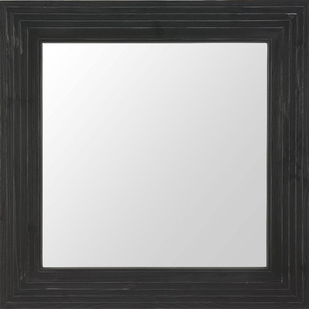 34" X 34" Black Solid Wood Square Framed Accent Mirror — view 1