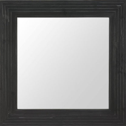 34" X 34" Black Solid Wood Square Framed Accent Mirror HomeRoots