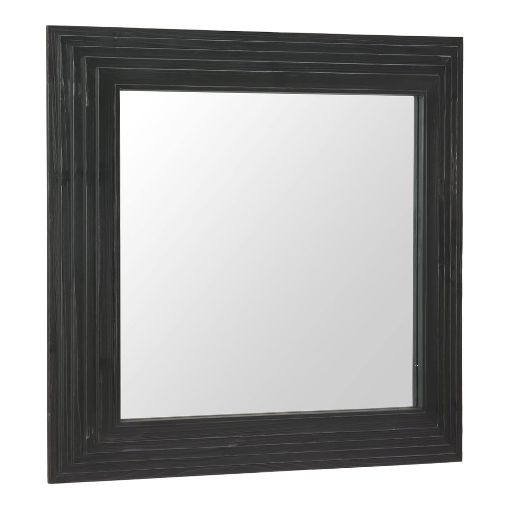 34" X 34" Black Solid Wood Square Framed Accent Mirror HomeRoots