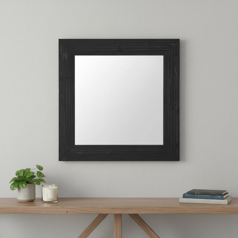 34" X 34" Black Solid Wood Square Framed Accent Mirror — view 2