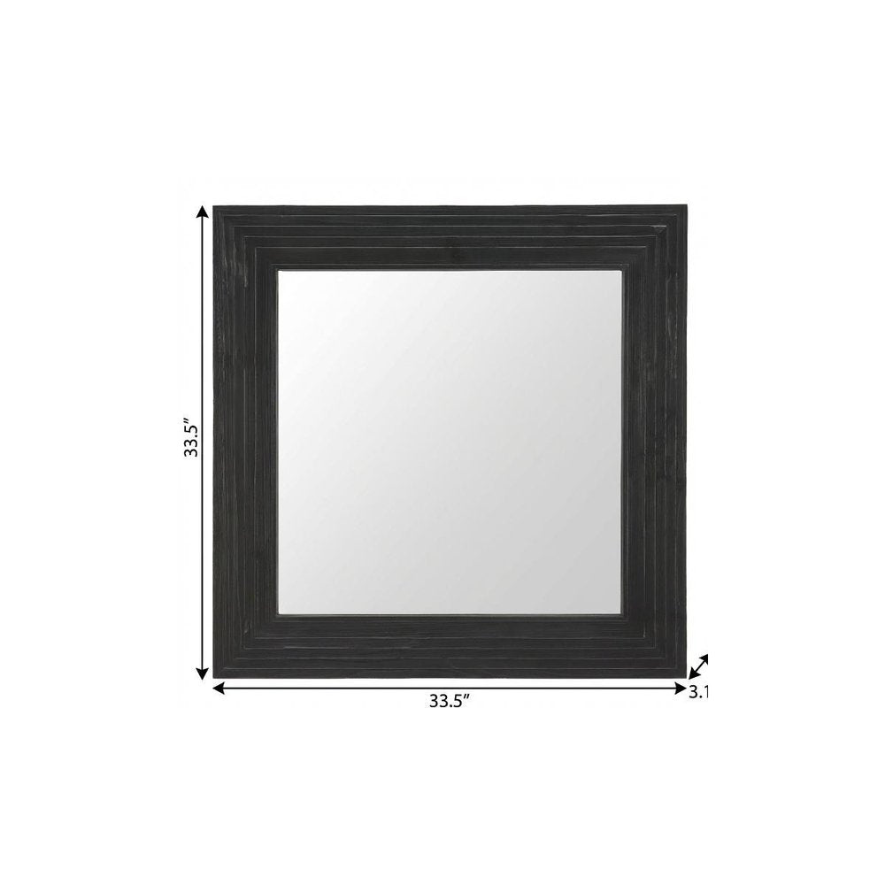 34" X 34" Black Solid Wood Square Framed Accent Mirror HomeRoots