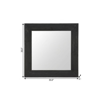 34" X 34" Black Solid Wood Square Framed Accent Mirror HomeRoots