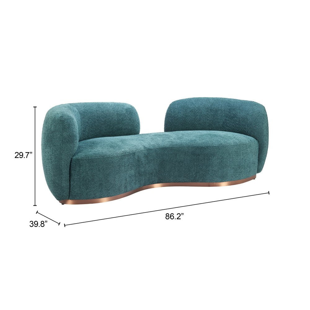 87" Teal Blue Sofa With Legs HomeRoots