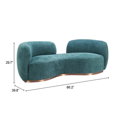 87" Teal Blue Sofa With Legs HomeRoots