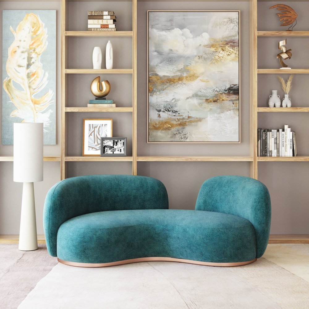 87" Teal Blue Sofa With Legs HomeRoots