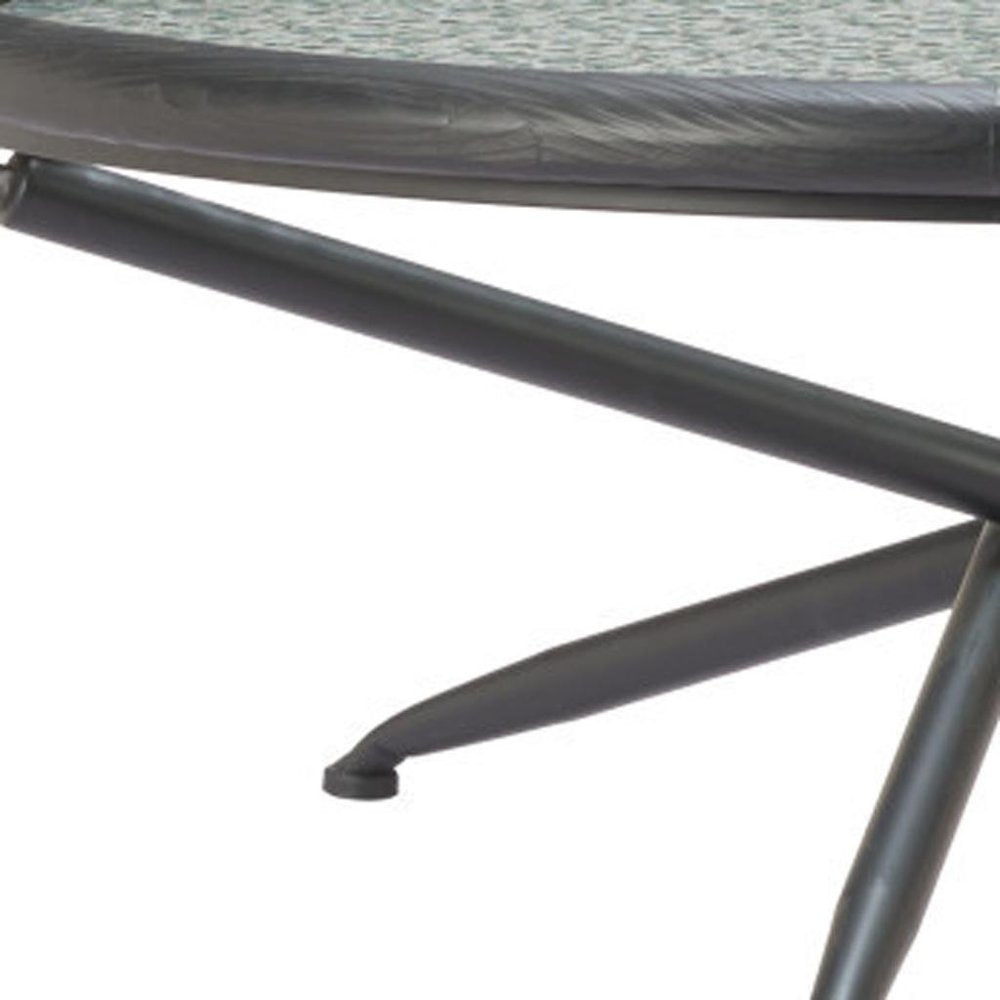 40" Black Glass Solid Wood and Steel Round Cross Legs Coffee Table HomeRoots