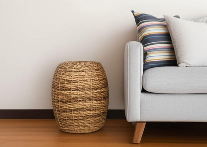 20" Natural Rattan Round Drum End Table HomeRoots
