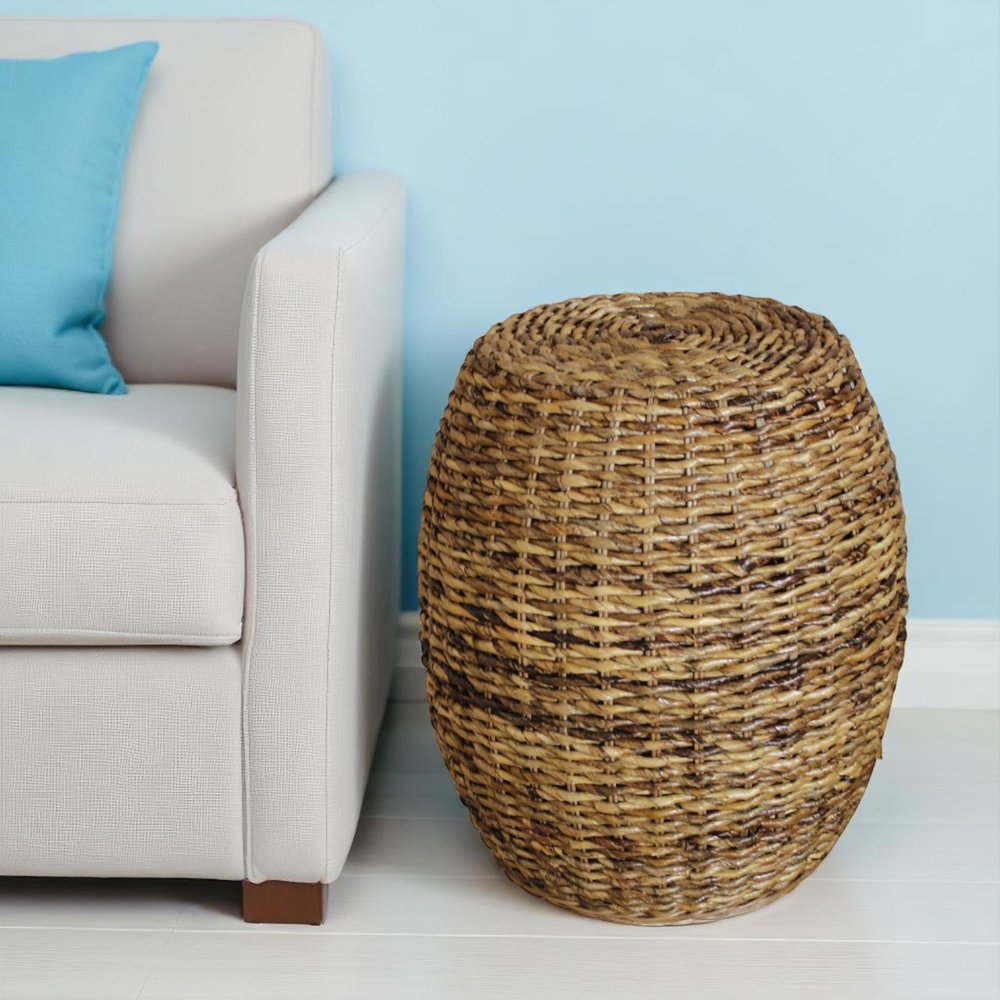 20" Natural Rattan Round Drum End Table HomeRoots