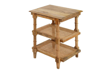 24" Natural Solid Wood End Table With Two Shelves HomeRoots