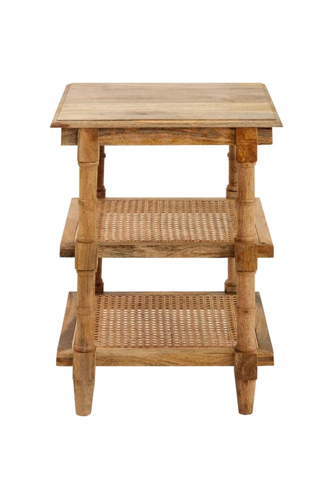 24" Natural Solid Wood End Table With Two Shelves HomeRoots