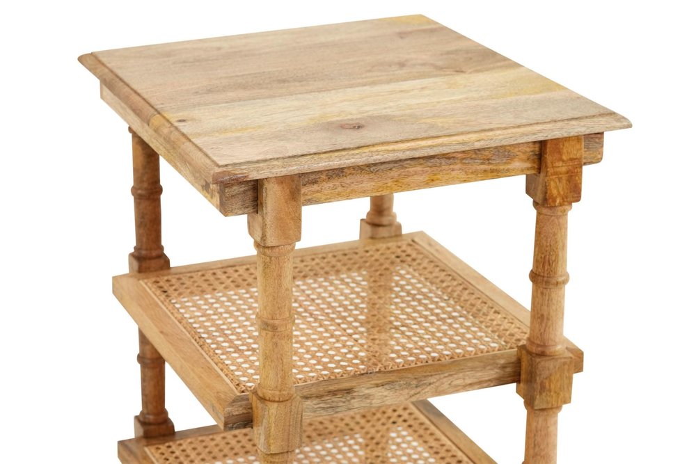 24" Natural Solid Wood End Table With Two Shelves HomeRoots
