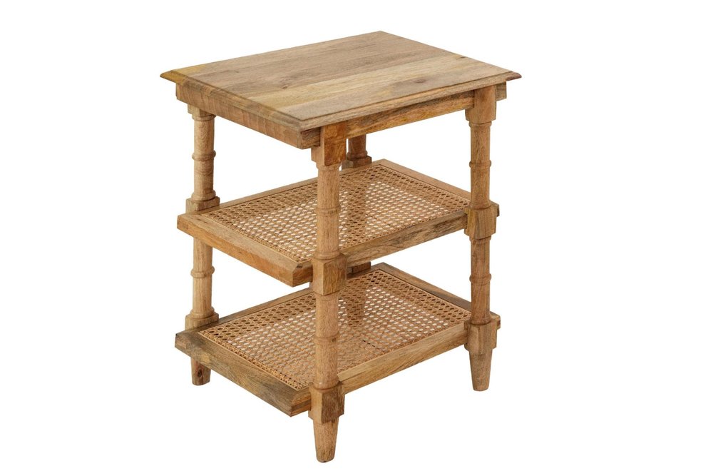 24" Natural Solid Wood End Table With Two Shelves HomeRoots