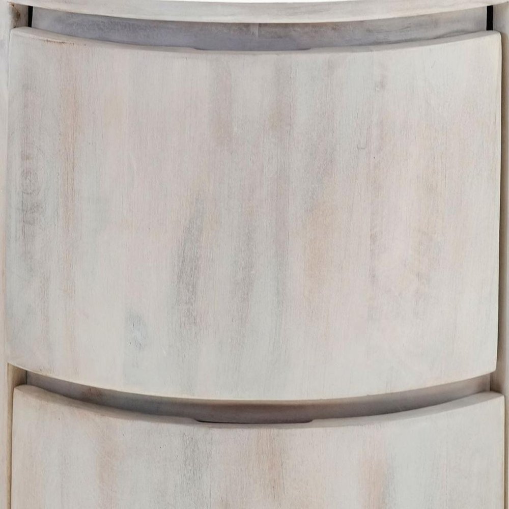 24" White Solid Wood Round Drum End Table With Two Drawers HomeRoots