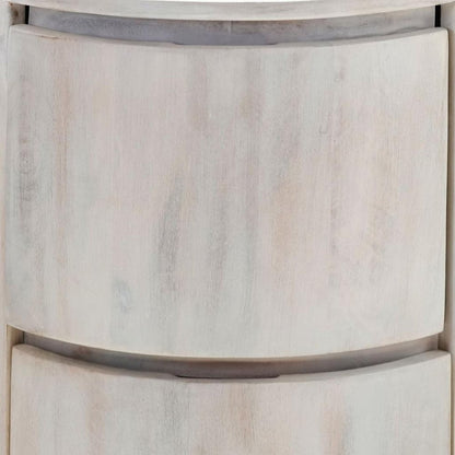 24" White Solid Wood Round Drum End Table With Two Drawers HomeRoots