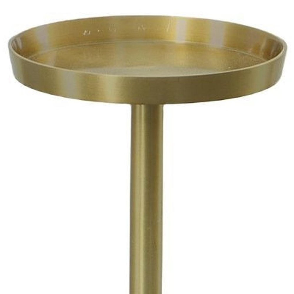 24" Gold and White Metal Round Pedestal End Table HomeRoots