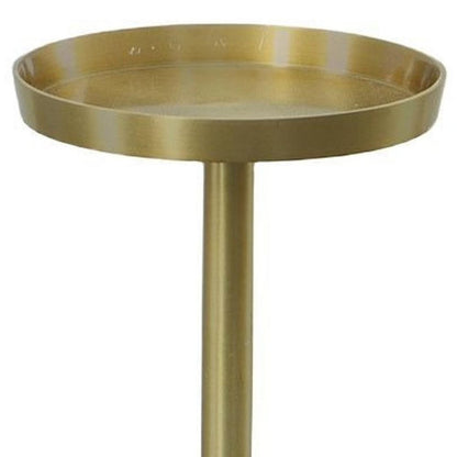 24" Gold and White Metal Round Pedestal End Table HomeRoots