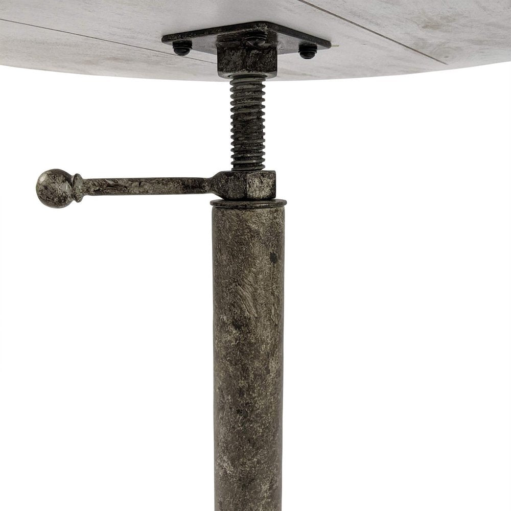 22" Natural And Black Solid Wood And Iron Height Adjustable Round Pedestal End Table — view 4