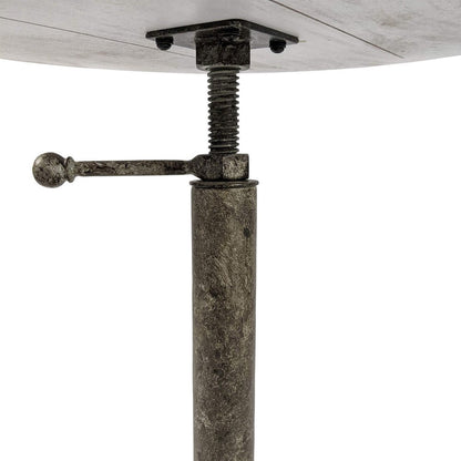 22" Natural And Black Solid Wood And Iron Height Adjustable Round Pedestal End Table