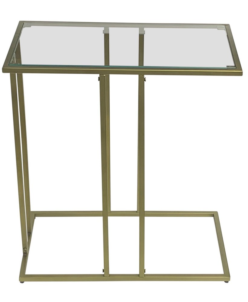 26" Clear and Antiqued Gold Glass and Iron Frame End Table HomeRoots