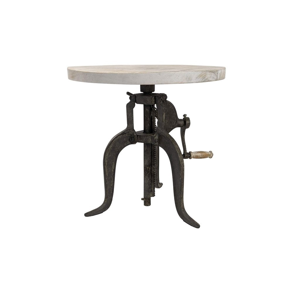 19" Natural and Gunmetal Solid Wood and Iron Height Adjustable Round End Table HomeRoots