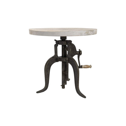 19" Natural and Gunmetal Solid Wood and Iron Height Adjustable Round End Table HomeRoots