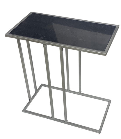 26" Black and Gunmetal Marble and Iron Frame End Table HomeRoots