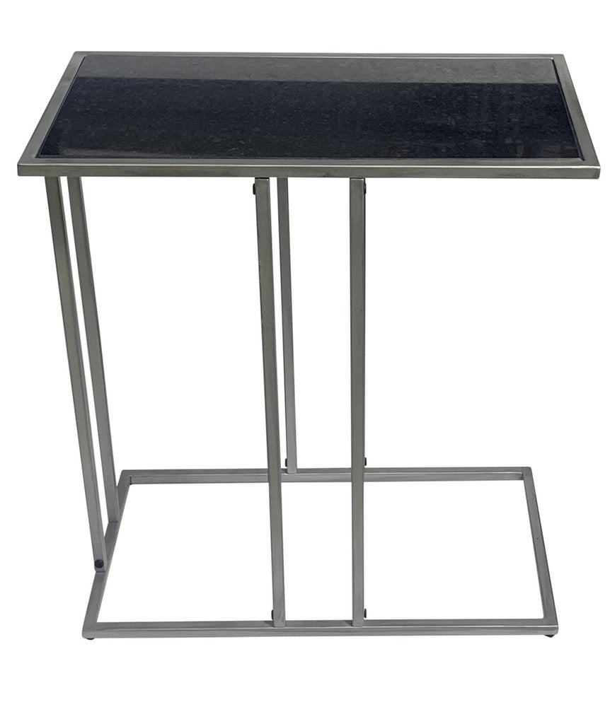 26" Black and Gunmetal Marble and Iron Frame End Table HomeRoots