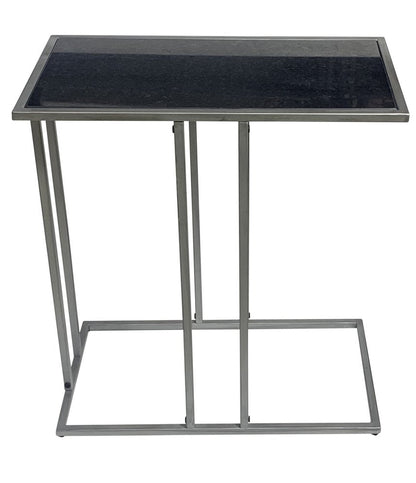 26" Black and Gunmetal Marble and Iron Frame End Table HomeRoots