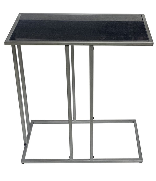 26" Black and Gunmetal Marble and Iron Frame End Table HomeRoots