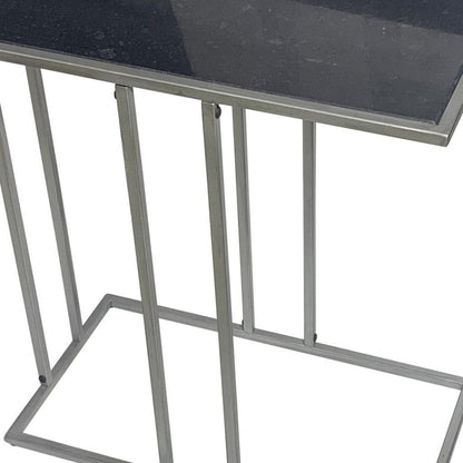 26" Black and Gunmetal Marble and Iron Frame End Table HomeRoots