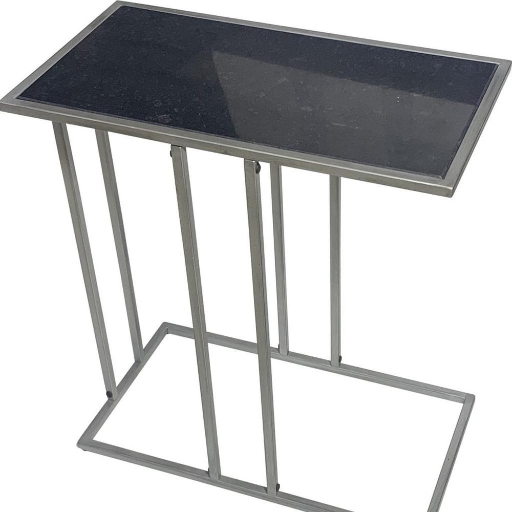 26" Black and Gunmetal Marble and Iron Frame End Table HomeRoots