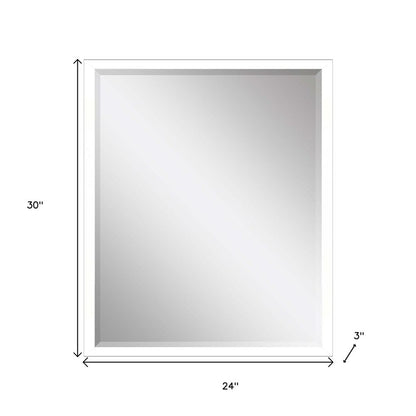 30" White Solid Wood Framed Accent Mirror
