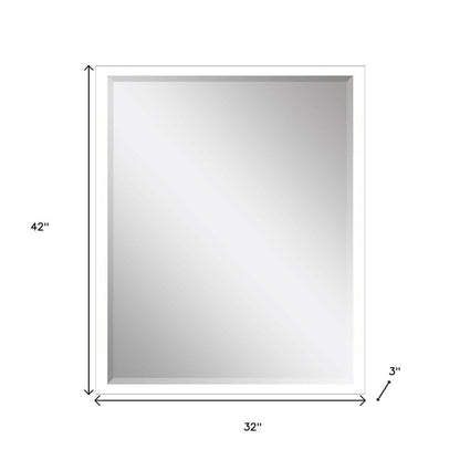 42" White Solid Wood Framed Accent Mirror