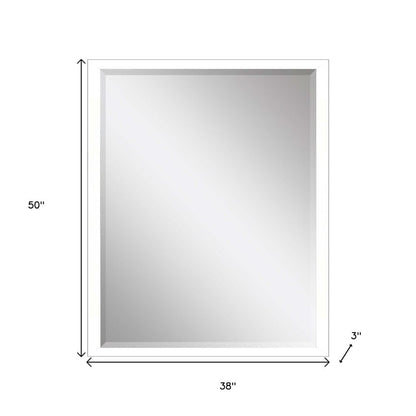 50" White Solid Wood Framed Accent Mirror