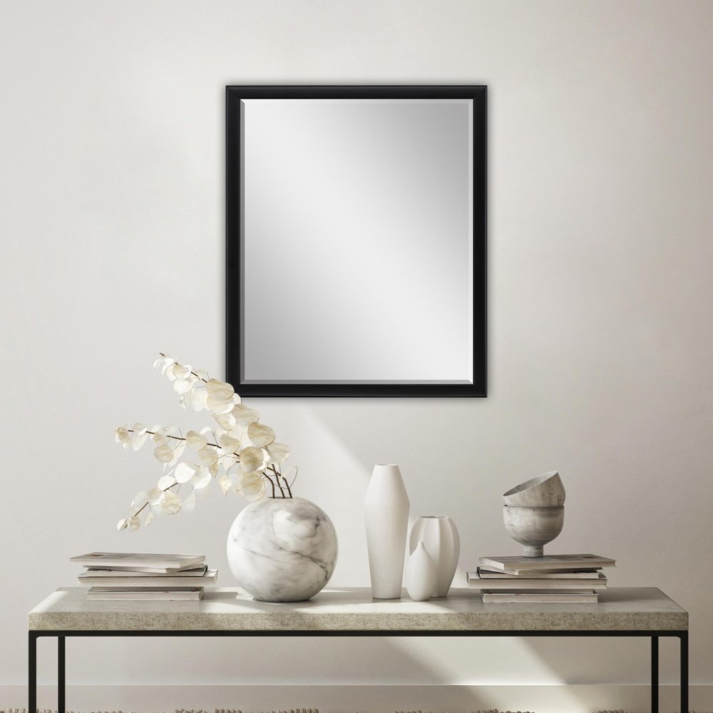 30" Black Solid Wood Framed Accent Mirror — view 2