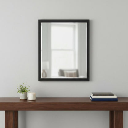 30" Black Solid Wood Framed Accent Mirror