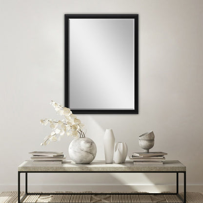 38" Black Solid Wood Framed Accent Mirror