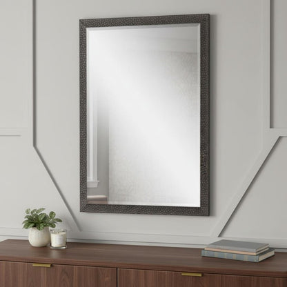 31" Dark Brown Solid Wood Framed Accent Mirror