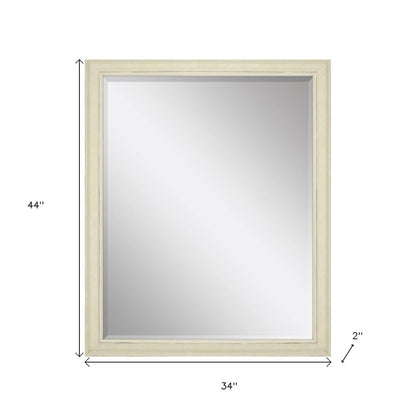 44" White Solid Wood Framed Accent Mirror