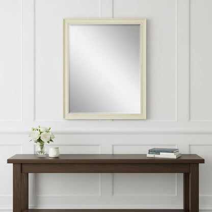 44" White Solid Wood Framed Accent Mirror