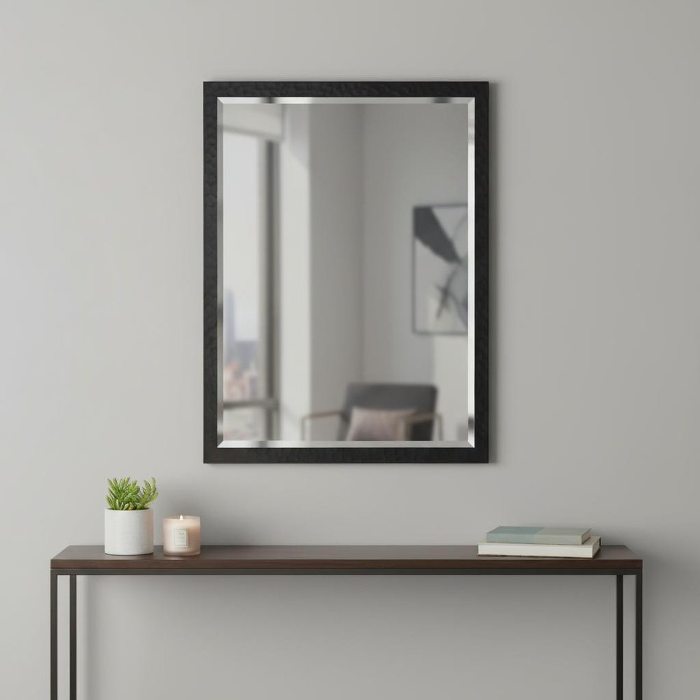 30" Black Hammered Geometric Finish Framed Accent Mirror — view 6