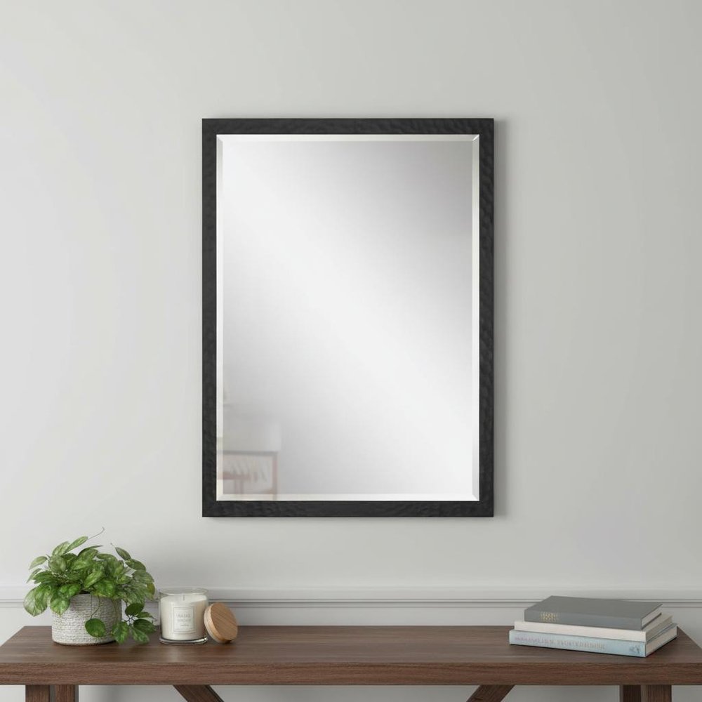 32" Black Hammered Geometric Framed Accent Mirror — view 5
