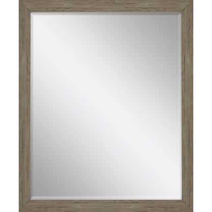31" Light Brown Framed Accent Mirror